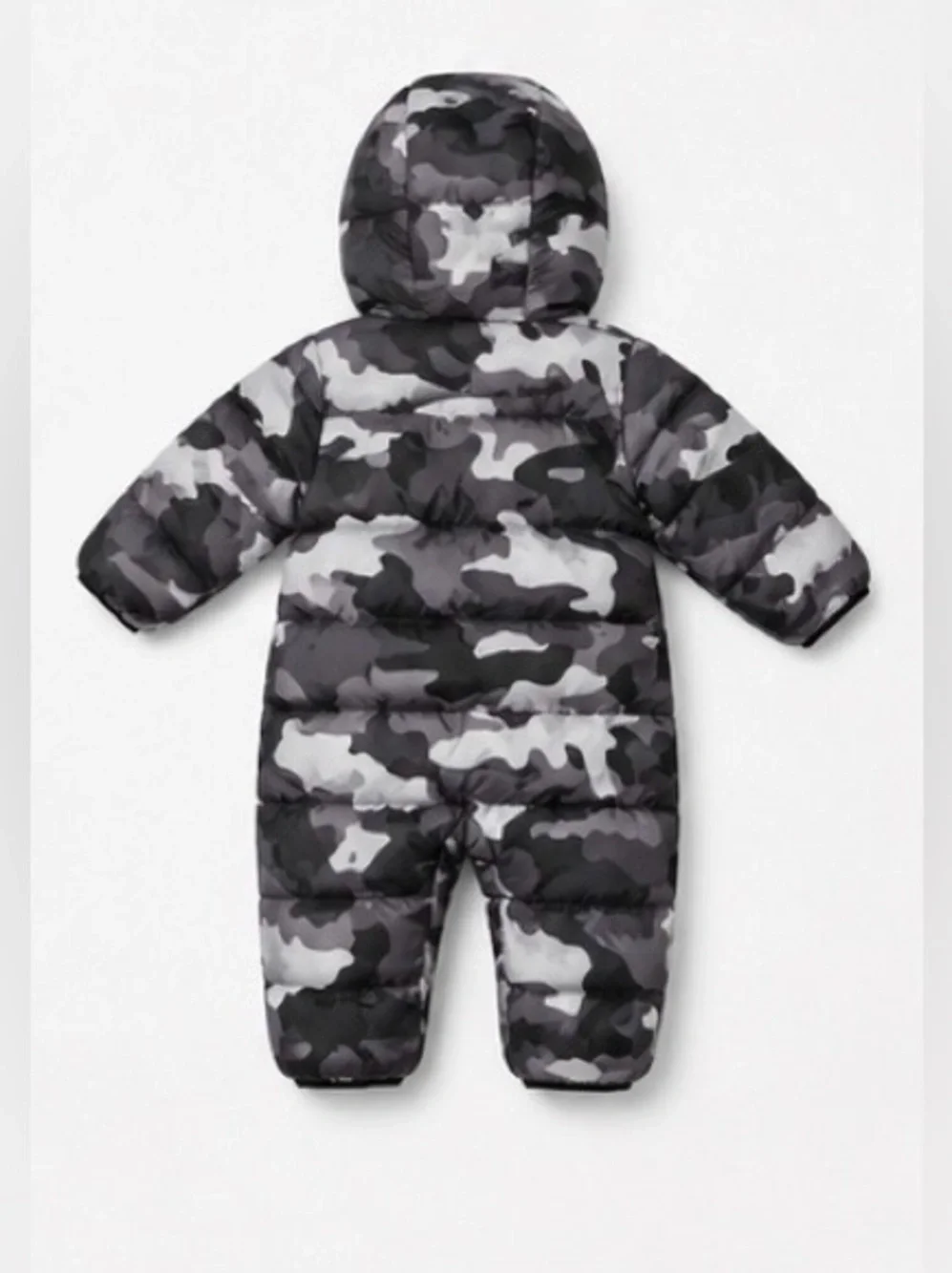 Michael Kors Baby Hooded One-Piece in Black and Gray Camo